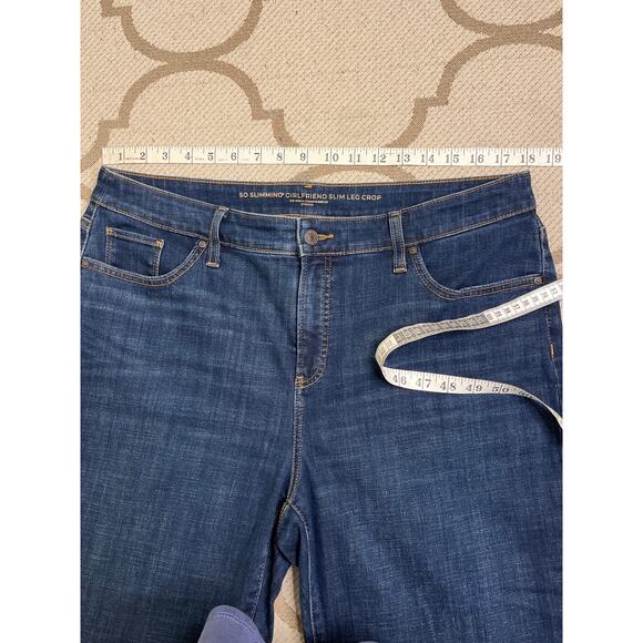 Chico’s So Slimming Girlfriend Slim Leg Crop dark wash blue jeans, size 2.5/ 14 - Picture 9 of 14